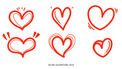 Hand drawn heart shape ,hand drawn elements , flat Modern design isolated on white background ,Vector illustration EPS 10