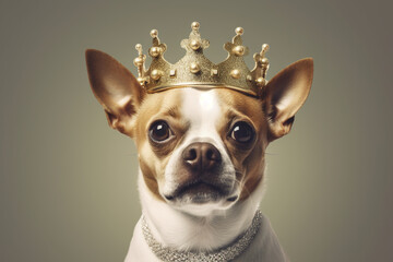 funny dog with a crown