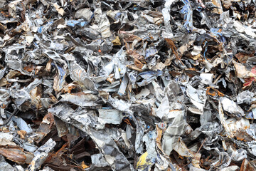 Scrap metal pile junk yard waste for recycling environment. Recyclable concept