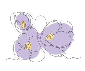 abstract Crocus Flowers Continuous One Line Drawing