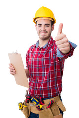 greeting with the signal of approval construction professional