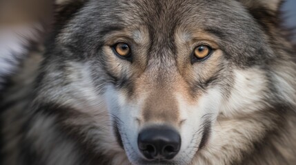 Close-up Portrait of a Gray Wolf