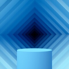 Abstract 3d background product display podium scene with geomatric platform. Blue background with 3d podium empty space for product, text and promotion. 3d illustation render.  