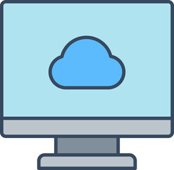 desktop computer and cloud icon