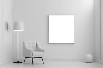 Modern bright interiors apartment with the mockup poster frame. AI Generative