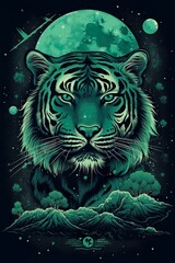 Moon Tiger T-Shirt Design