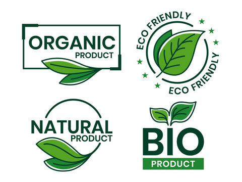 Set of eco friendly icons. Ecologic food stamps. Organic natural food labels.