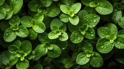 Oregano, adorned with glistening droplets of water. Generative AI