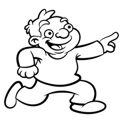 Cartoon illustration of A man wearing sport outfit and running at 