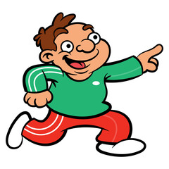Cartoon illustration of A man wearing sport outfit and running at 