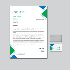 Modern and simple smart letterhead and business card set design templet. 