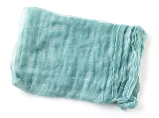 folded crumpled blue cotton napkin