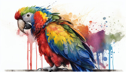 Obraz premium Ara parrot painted in watercolor style on white background