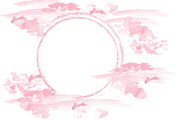 Fototapeta na wymiar ピンク色の絵筆で描いたような和風のイメージフレーム
