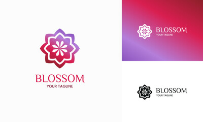 Modern minimalist blooming flower logo for beauty company Blossom