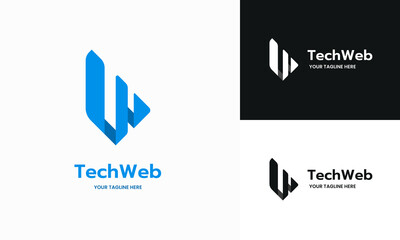 Letter W modern tech company logo TechWeb