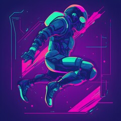 "Cyber Circuit: A Neon Robot in the Metaverse" / AI Generated Artwork