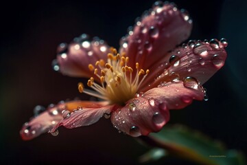 Dewdrops, Delicate Flower Petals, Budding Beauty, Intricate Natural World, Generative Ai"
