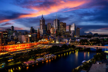 Obraz premium Melbourne city and yara river in Australia