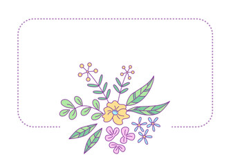 Label template with floral design. Vector isolated color illustration in doodle style.