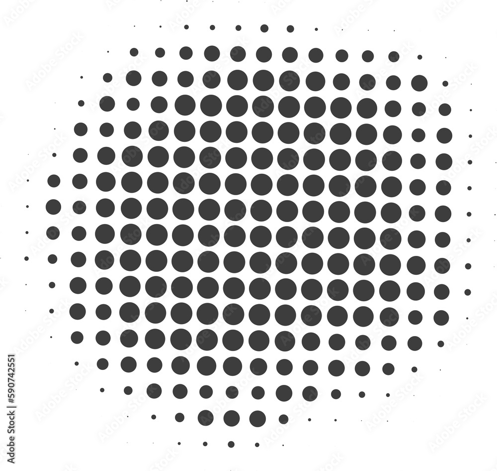 Poster half tone dotted circle. round shape with grunge texture. abstract gradient element
