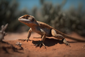 Obraz premium Lizard in the dessert - Generative AI