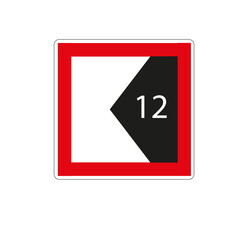 Panneau code de la navigation en eaux intérieures: Le chenal est à 12 mètres de la berge