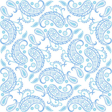 Damask Paisley seamless vector pattern for fabric design. Vintage textile backgournd