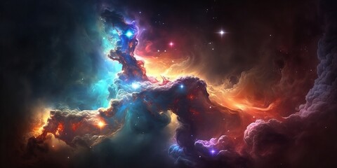 Obraz na płótnie Canvas Abstract outer space endless nebula galaxy background. (Generative AI)
