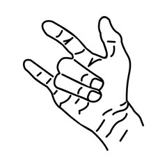 Hand gestures, vector illustration of icons of various hand signs thin lines