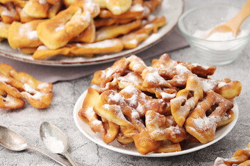 Angel wings, traditional sweet crisp pastry