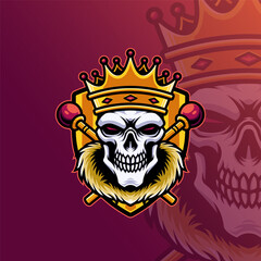 Mascot of King Skull that is suitable for e-sport gaming logo template