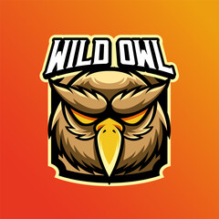 Mascot of wild owl that is suitable for e-sport gaming logo template