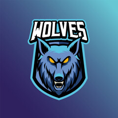Mascot of wild wolf that is suitable for e-sport gaming logo template