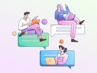 Communicate with consultants flat vector character concept operation hand drawn illustration
