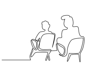 Fototapeta premium woman man couple seat sitting watching together theater cinema conference lifestyle line art