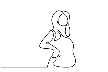 young woman pregnant standing poses line art
