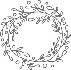 Doodle floral greenery monoline line art. Floral botanical hand drawn simple illustration. Greeting card mothers day, womans day, spring