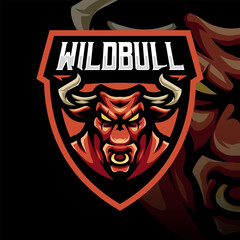 Mascot of Wild Bull that is suitable for e-sport gaming logo template
