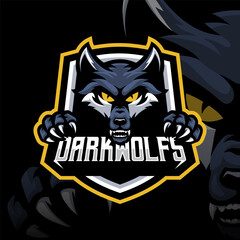 Mascot of Wild Wolf that is suitable for e-sport gaming logo template