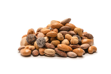 A group of almonds, pistachios, walnuts, macadamia, cashews.