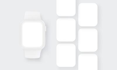 Clay Smart Watch with Blank Screen. Mockup for Showcasing Mobile Apps Interfaces. Vector Illustration