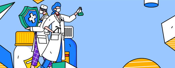 Medical Characters Anti-epidemic Flat Vector Concept Operation Hand Drawn Illustration
