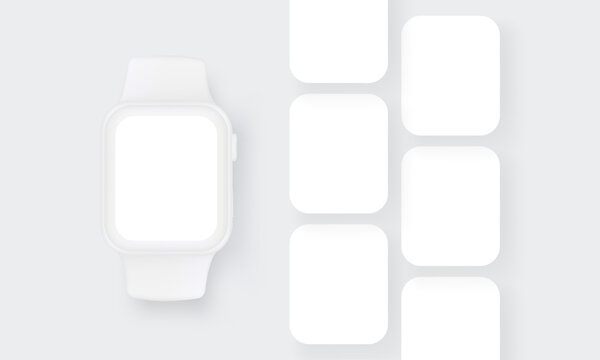 Clay Smart Watch with Blank Screen. Mockup for Showcasing Mobile Apps Interfaces. Vector Illustration