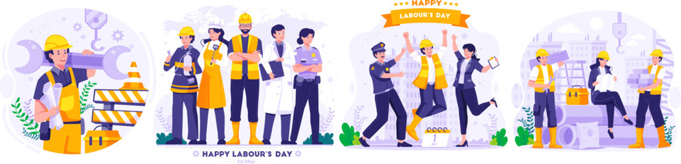 Illustration Set of Labour Day concept vector illustration