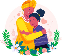 Daughter Hugging His Mother with love. Mother's Day. Happy Mother and Daughter embrace together