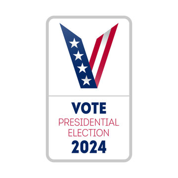Design template of poster, flyer or sticker for Political election campaign. Vote 2024 in USA, vertical banner design for presidential election day.