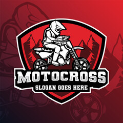 Mascot of motocross kids that is suitable for e-sport gaming logo template