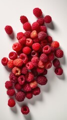 red raspberries on a white background