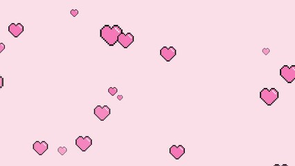 aesthetics cute pastel pink pixel heart on pink background